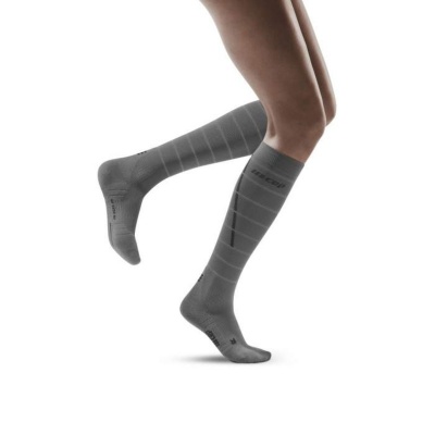 CEP Grey Reflective Running Compression Socks for Women